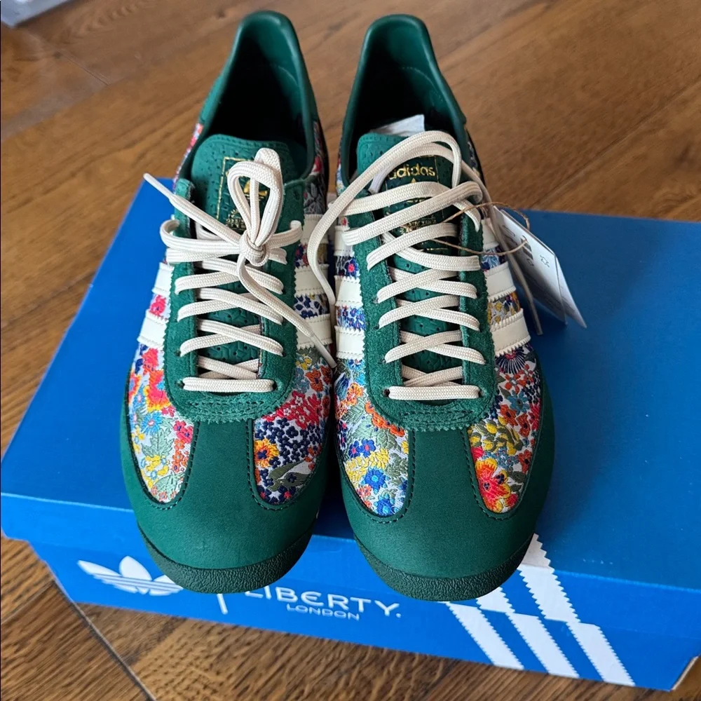 Adidas Liberty Green Floral Women's Shoes Sl 72 Og X Liberty London Shoes - Picture 2 of 6